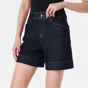 Spanx Denim Trouser Shorts in Raw Indigo